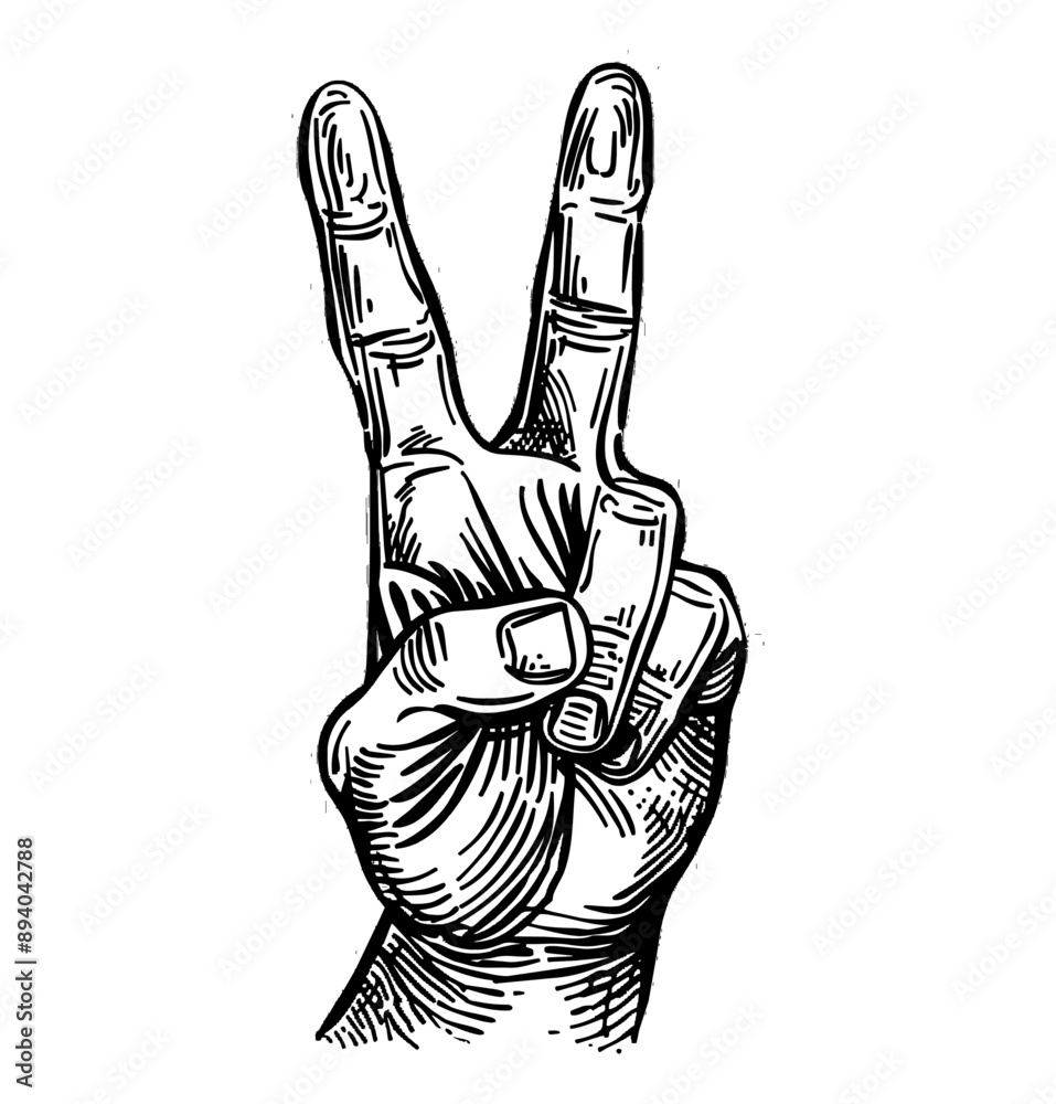 hand peace sign engraving black and white outline hand peace sign engraving black and white outline