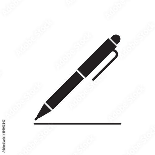 Pen icon, simple flat black trendy style illustration for web and app on white background..eps