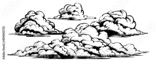 cloud engraving black and white outline