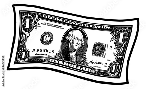 dollar bill engraving black and white outline