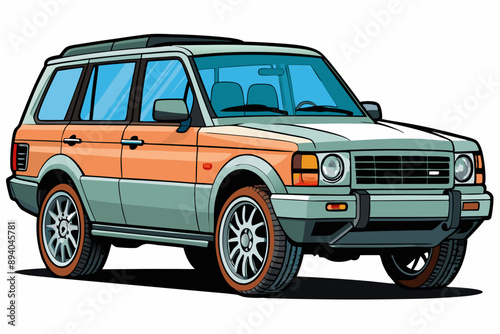 Range Rover Car Vector Illustration White Background, Cartoon, Clipart, Line Art Design, Range Rover car vector illustration with a white background in cartoon, clipart, and line art style.