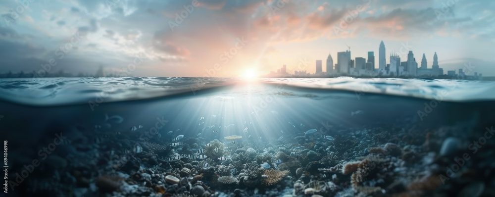 Underwater expedition revealing a submerged city with advanced inventions, aquatic marvels, thrilling discovery Underwater expedition revealing a submerged city with advanced inventions, aquatic marvels, thrilling discovery