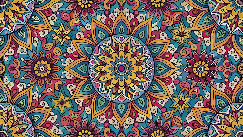 Seamless pattern featuring colorful abstract shapes and designs, geometric, repetitive, background, texture, seamless Seamless pattern featuring colorful abstract shapes and designs, geometric, repetitive, background, texture, seamless