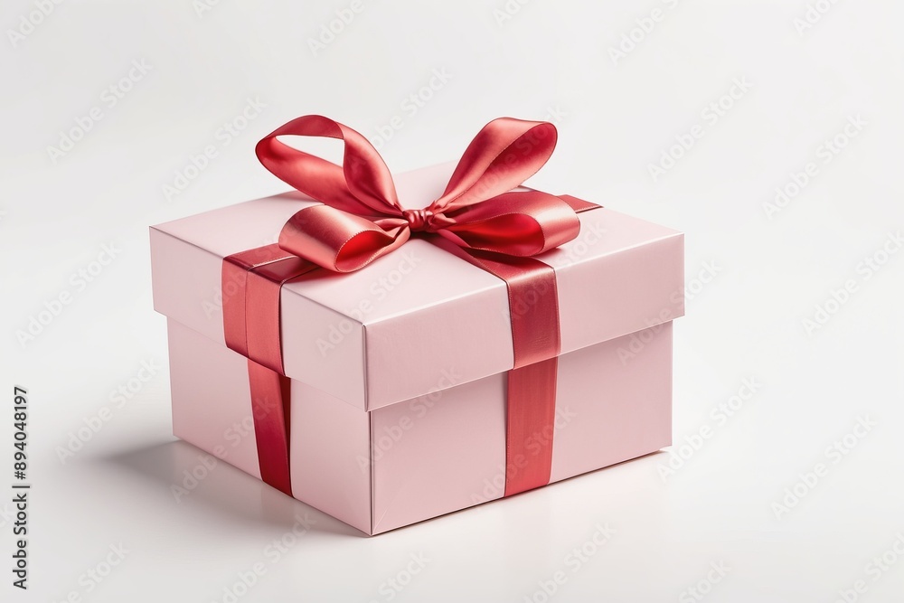 Pink gift box with ribbon perfect for Christmas birthdays holidays any celebration featuring decorations like a bow wrapped in pink paper ideal for weddings or anniversaries isolated white background Pink gift box with ribbon perfect for Christmas birthdays holidays any celebration featuring decorations like a bow wrapped in pink paper ideal for weddings or anniversaries isolated white background