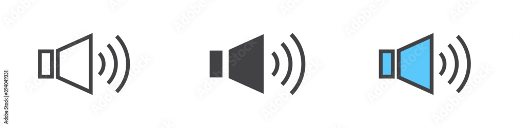 Speaker icon collection set on white background color Speaker icon collection set on white background color