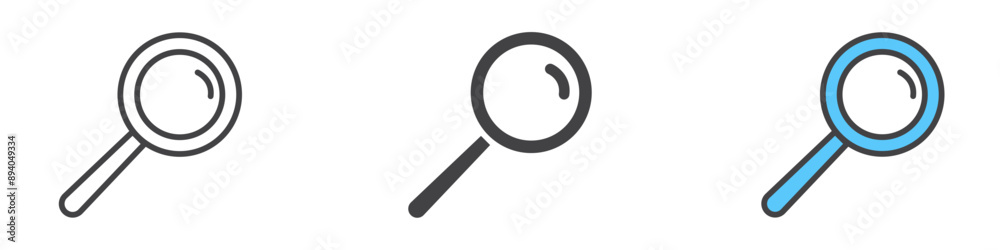 Search icon collection set on white background color Search icon collection set on white background color