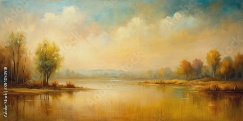 Wallpaper Mural Abstract oil painting on canvas in beige tones depicting a tranquil landscape , art, oil paint, strokes Torontodigital.ca