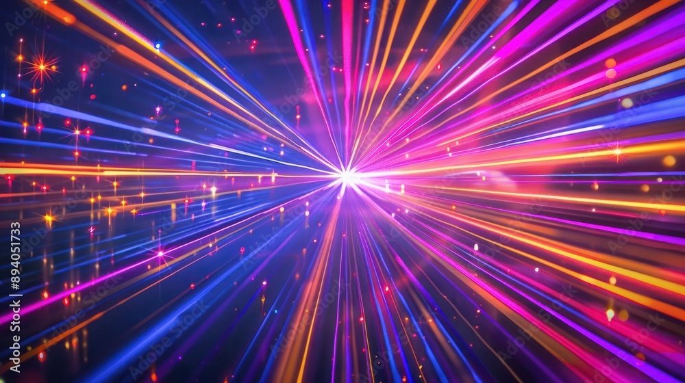 Fototapeta premium Laser light display with vibrant backdrop