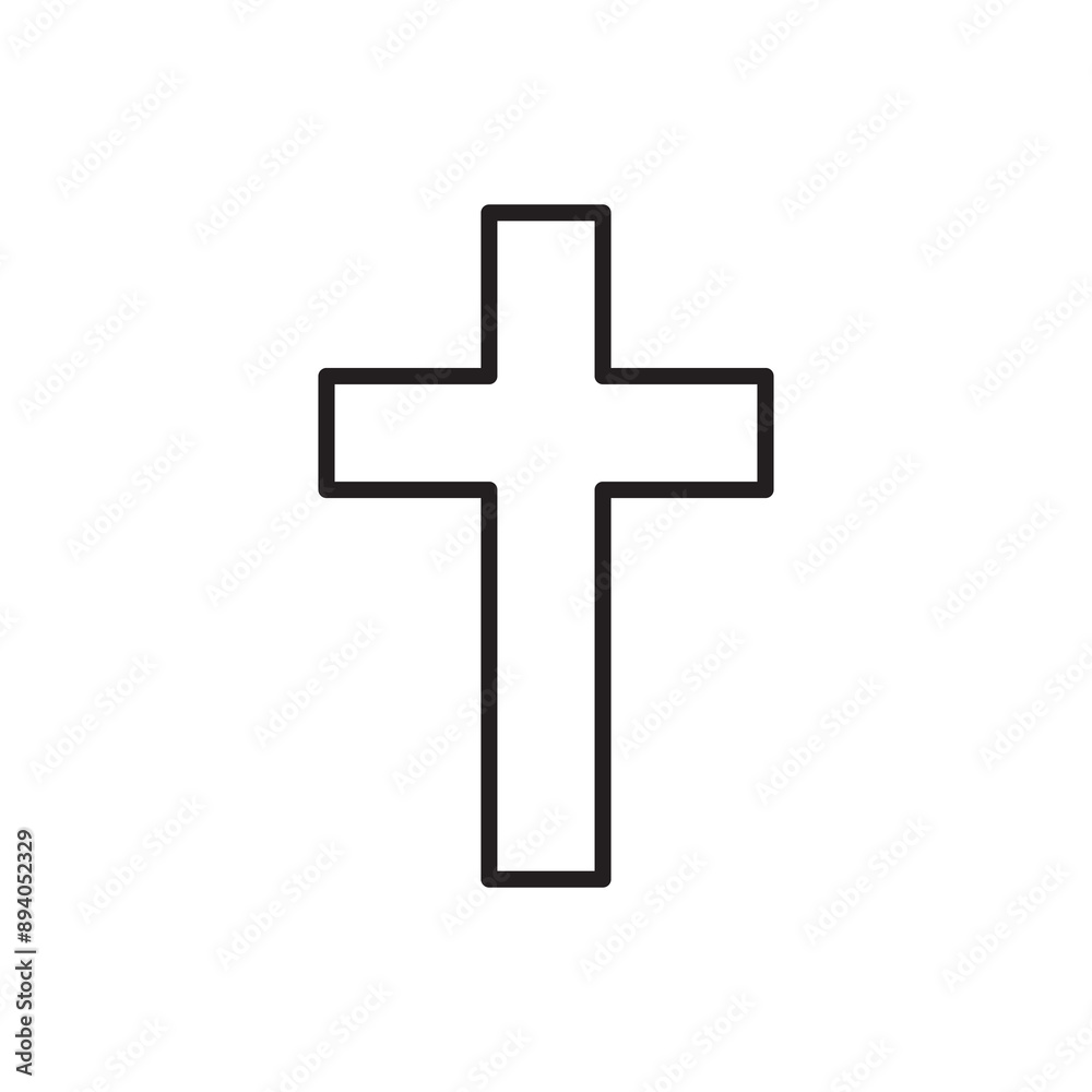 Christian Cross line icon. simple flat black illustration on white background..eps Christian Cross line icon. simple flat black illustration on white background..eps