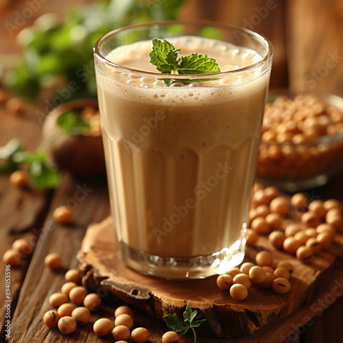 a glass of coffee with a spie of coffee beans

 photo