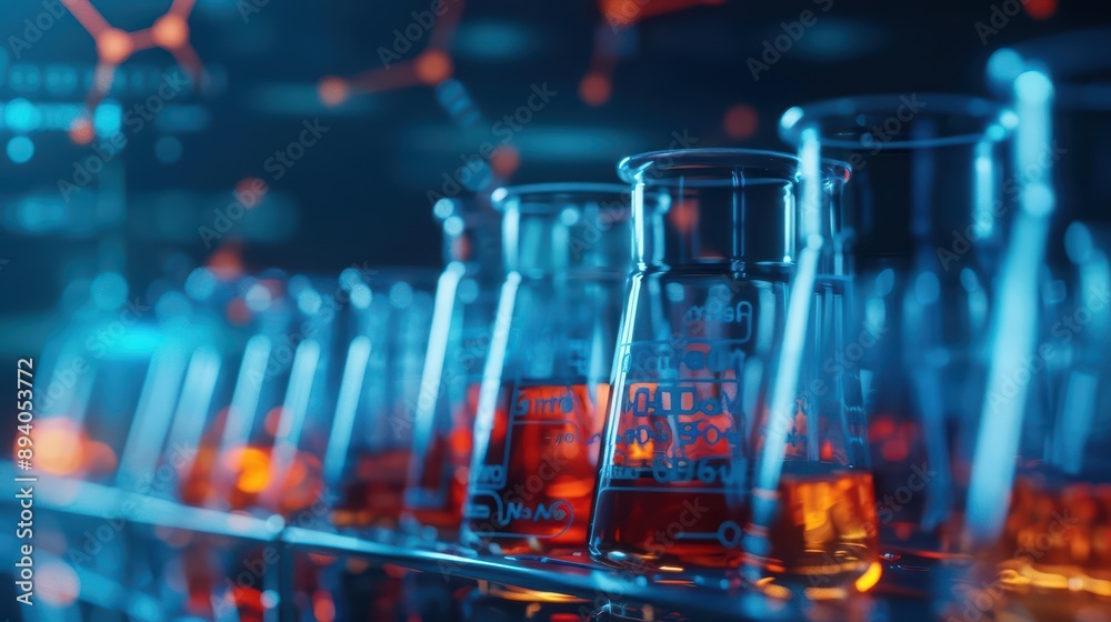 Toxicology is highlighted in an ultramodern banner with a supernatural scene, depicting hightech chemical analysis, complete with copy space Toxicology is highlighted in an ultramodern banner with a supernatural scene, depicting hightech chemical analysis, complete with copy space