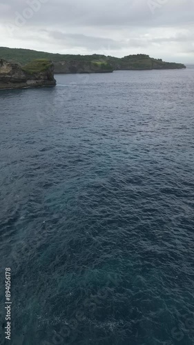 Aerial video of a broken beach, in Bali, Indonesia photo