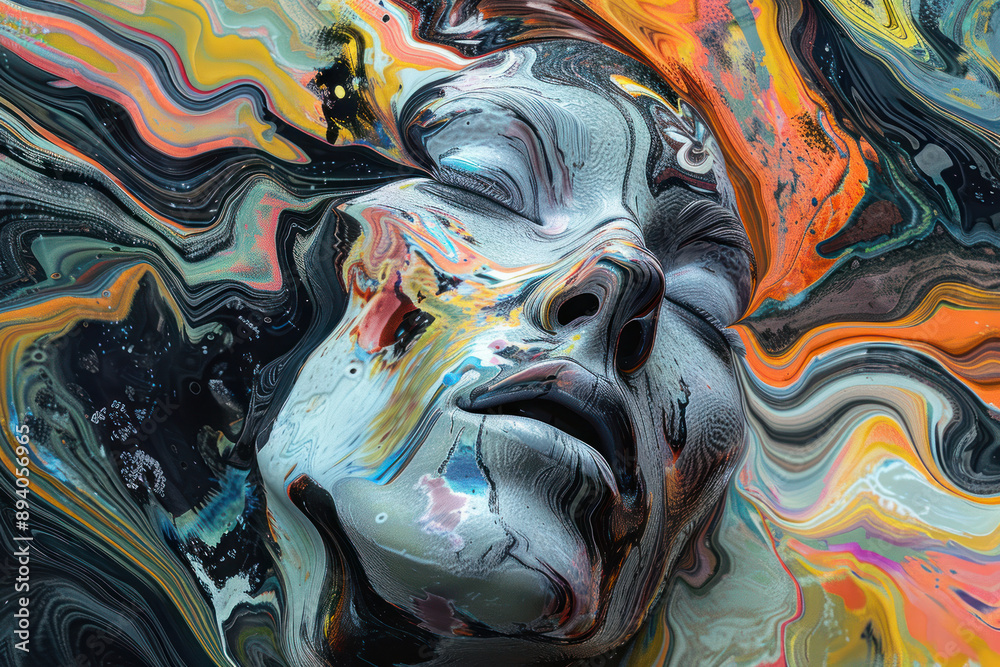 Abstract Surreal Portrait of a Face with Flowing Colors Abstract Surreal Portrait of a Face with Flowing Colors