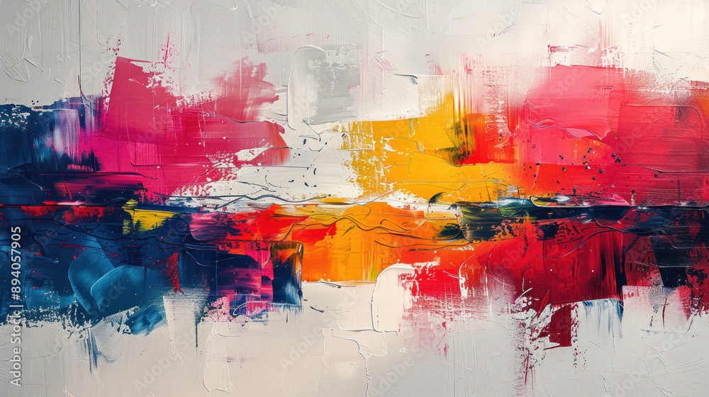 Fototapeta premium Abstract Colorful Strokes in Vibrant Red, Yellow, and Blue Palette