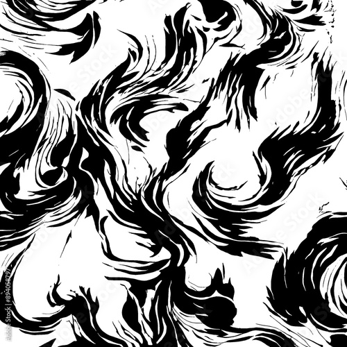 Stylish Black Ink Patterns on Clear White Surface © Sadiq