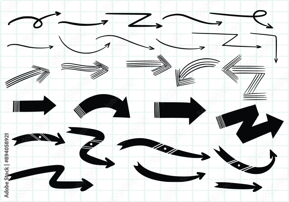 Hand drawn creative arrow set design Hand drawn creative arrow set design