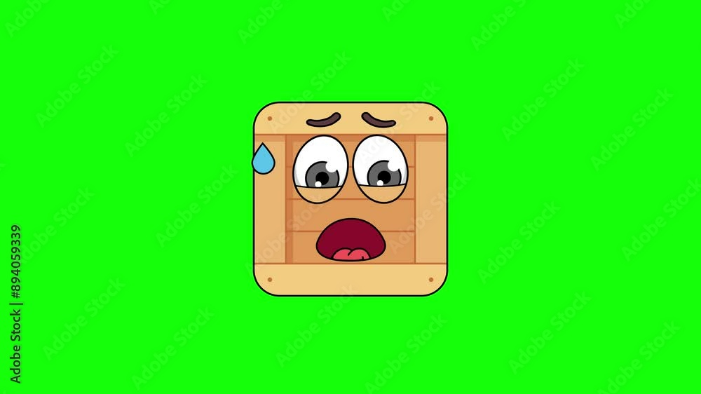 wooden box emoticon with an expression of sweltering, hot, sweating wooden box emoticon with an expression of sweltering, hot, sweating