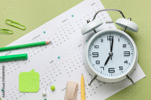 Calendar with alarm clock a...