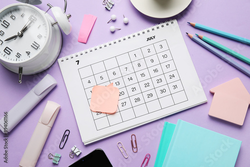 Calendar with alarm clock a...