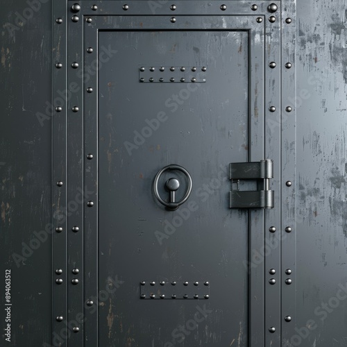 Heavyduty metallic safe door representing protection in banking vaults