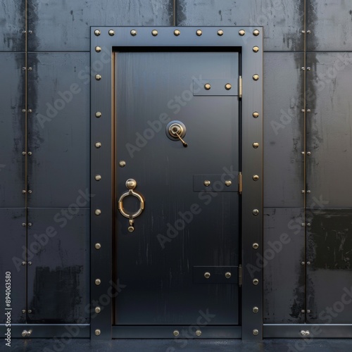 Heavyduty metallic safe door, symbolizing security in banking and vaults
