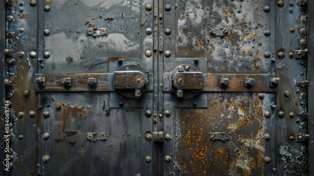 Heavyduty safe door, emphasizing fortification and protection Heavyduty safe door, emphasizing fortification and protection