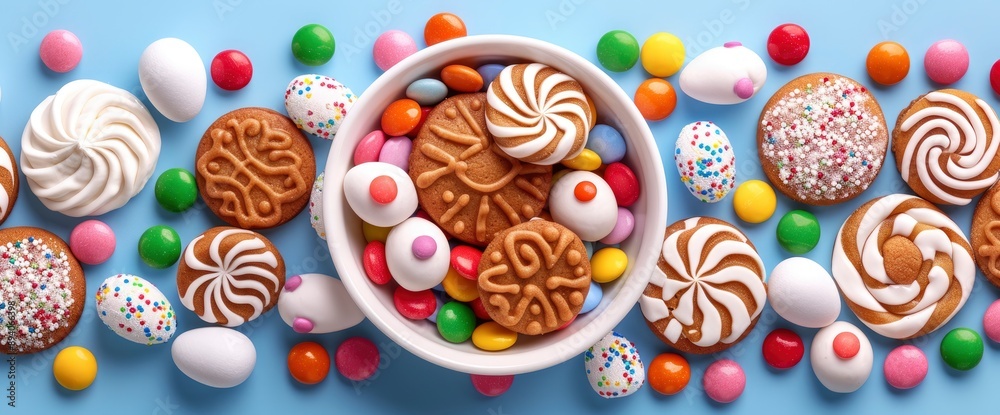 Easter Ginger Cookies And Candies, Colorful And Festive Easter Ginger Cookies And Candies, Colorful And Festive