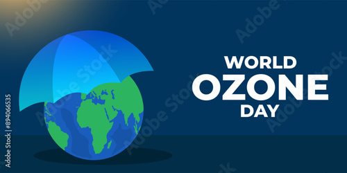 world ozone day horizontal banner illustration with umbrella