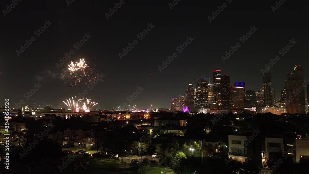 Fireworks light up the Houston, Texas skyline on Independence Day Fireworks light up the Houston, Texas skyline on Independence Day