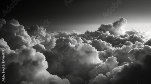 photo of black and white sky cloud background, bnw sky photo, monochrome cloud background