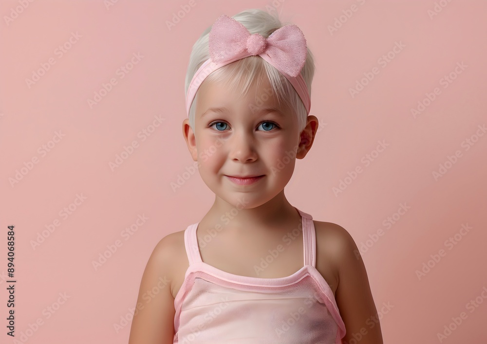 Adorable Girl with Pink Bow and Dress - Cute Child Portrait Adorable Girl with Pink Bow and Dress - Cute Child Portrait