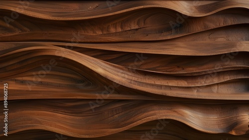 Wood art background - Abstract closeup of detailed organic brown wooden waving waves wall texture banner wall Generative AI