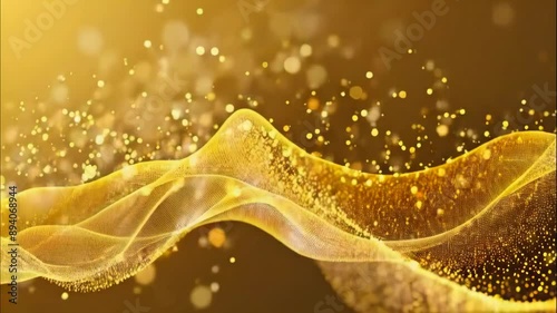 Particle wave golden gradient background 4K