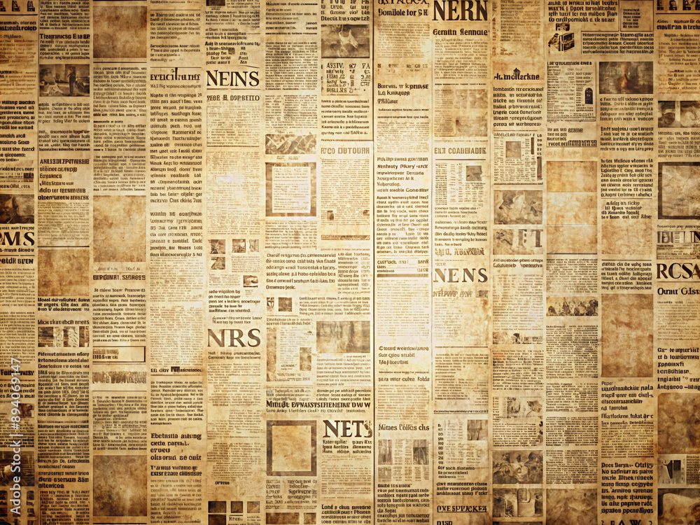 Obraz premium old paper texture, OLD NEWSPAPER BACKGROUND, VINTAGE PAPER TEXTURE, TEXTURED NEWS PRINT PATTERN DESIGN WITH SPACE FOR TEXT, BLANK NEWSLETTER PATTERN