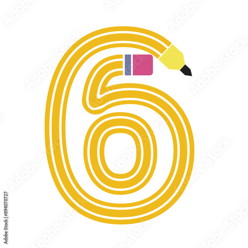 Number Six: Pencil Stroke Illustration - Perfect Graphic Art for School Designs
