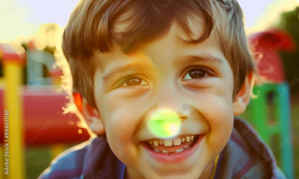Portrait of a smiling boy on a playground. Selective focus. Portrait of a smiling boy on a playground. Selective focus.
