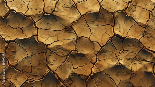 A pattern that looks like cracked earth, with a network of lines and fissures in earthy tones, giving a sense of dryness and texture. 32k, full ultra HD, high resolution