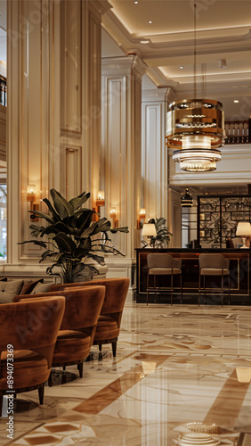  realistic high-resolution photo of luxury hotel, with detailed background