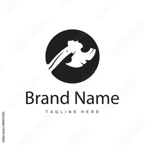 Woodcutter tool axe logo carpentry simple design silhouette illustration template