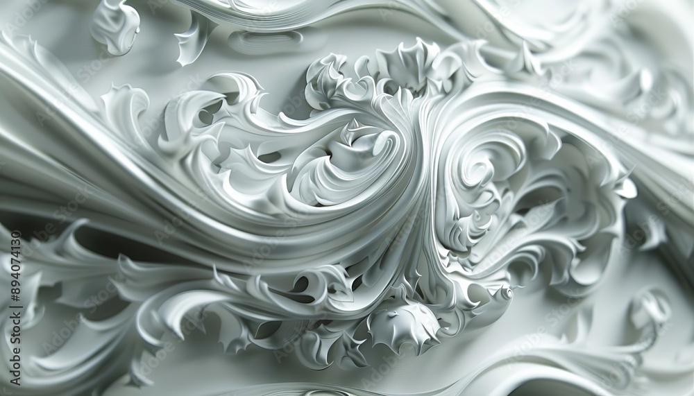 Intricate white ornamental plasterwork showcasing elegant swirls, curls, and floral details. Perfect for design inspiration or architectural reference. Intricate white ornamental plasterwork showcasing elegant swirls, curls, and floral details. Perfect for design inspiration or architectural reference.