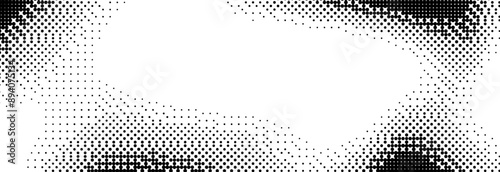 Pixelated bitmap gradient texture. Dither wavy background. 8 bit video game screen wallpaper. Retro glitchy pixel art backdrop. Abstract vector curve dithering border overlay