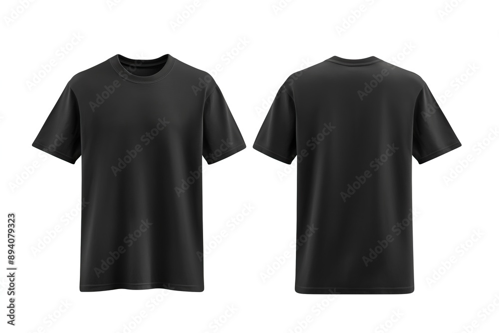 Naklejka premium Blank black t-shirt mockup, front and back view