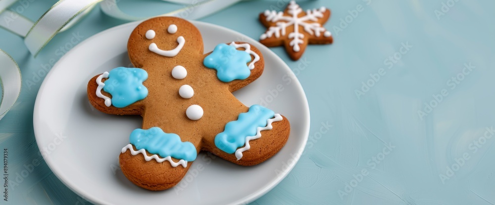 An Isolated Gingerbread Man Cookie, Whimsical And Festive An Isolated Gingerbread Man Cookie, Whimsical And Festive