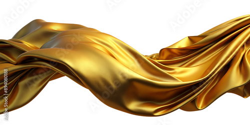 Luxurious Golden Fabric Wave on White Background