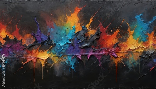 Abstract Painting with Vivid Colors and Bold Strokes.
