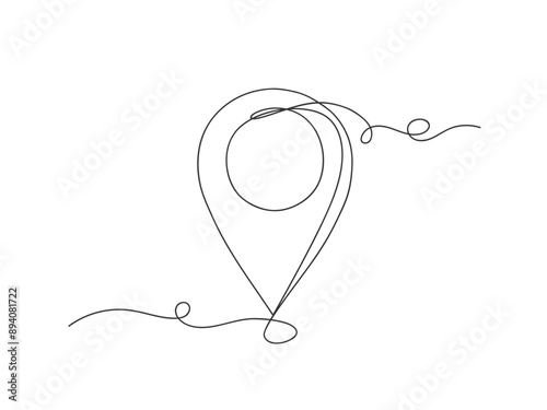 Map pin location continuous one line art decoration vector illustration.