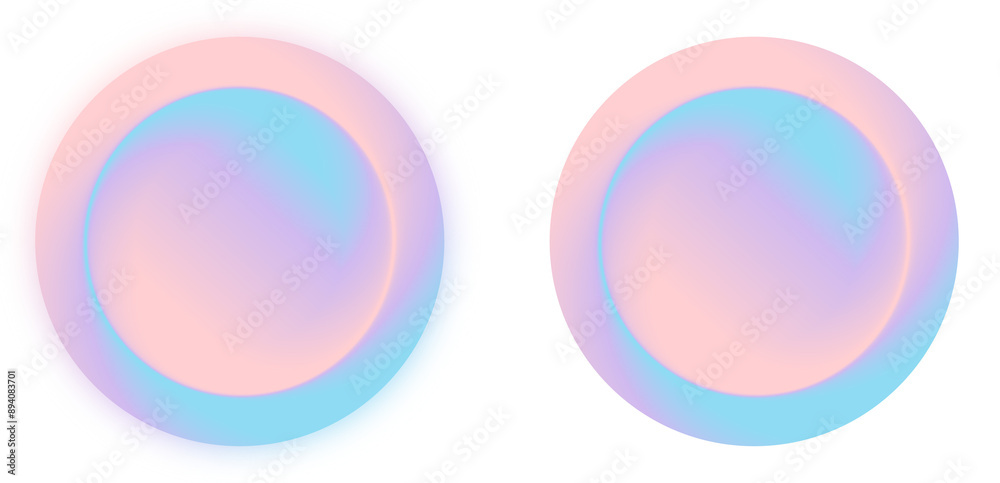 Two pastel holographic gradient circles element for website digital media decoration design Two pastel holographic gradient circles element for website digital media decoration design