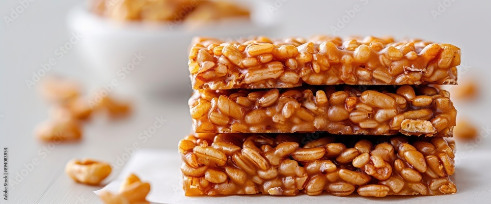 Obraz premium A Crispy Puffed Rice Treat, Light And Crunchy