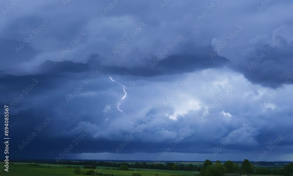 Generative ai motion animation of a dynamic thunderstorm development with rising clouds, darkening skies, and intense lightning Generative ai motion animation of a dynamic thunderstorm development with rising clouds, darkening skies, and intense lightning