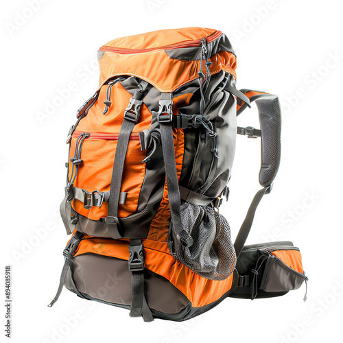 High-quality orange hiking backpack with multiple compartments and sturdy straps, ideal for outdoor adventures and travel.